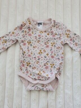 Anko Baby Pink Floral Long Sleeve Baby Onesie